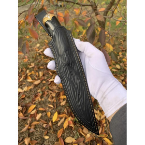 ЗОЛОТА ОСІНЬ ексклюзивний ніж ручної роботи студії KUSTOM KNIVES - лезо мозаїчний дамаск Damasteel® 58-60 HRC. Photo 2